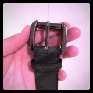 Men’s black check burberry belt